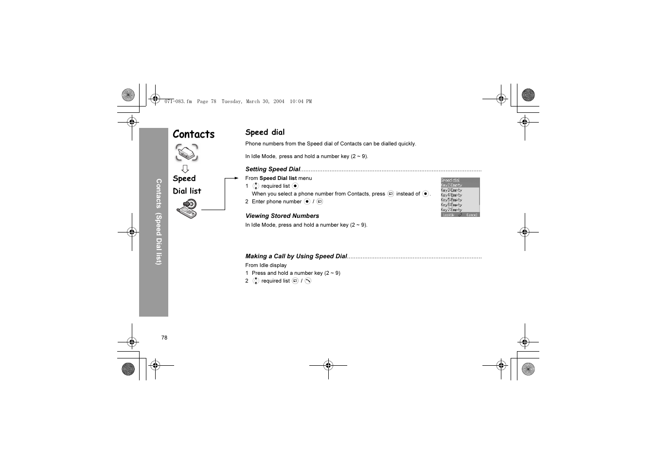 Contacts | Panasonic X60 User Manual | Page 80 / 140