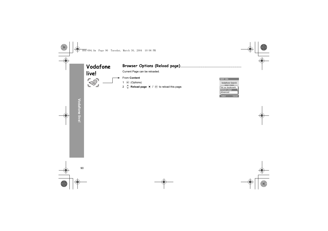 Vodafone live | Panasonic X60 User Manual | Page 92 / 140