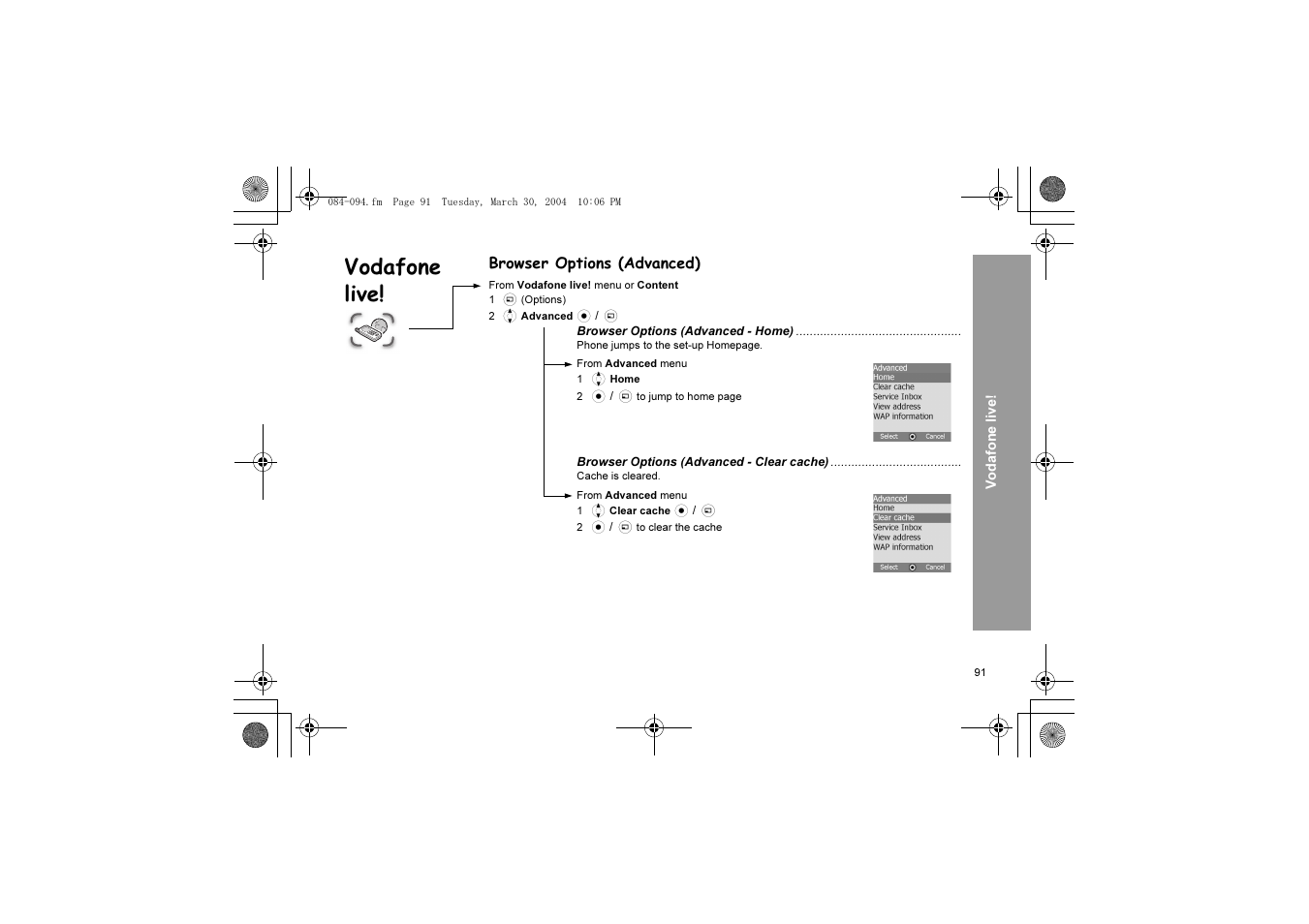 Vodafone live | Panasonic X60 User Manual | Page 93 / 140