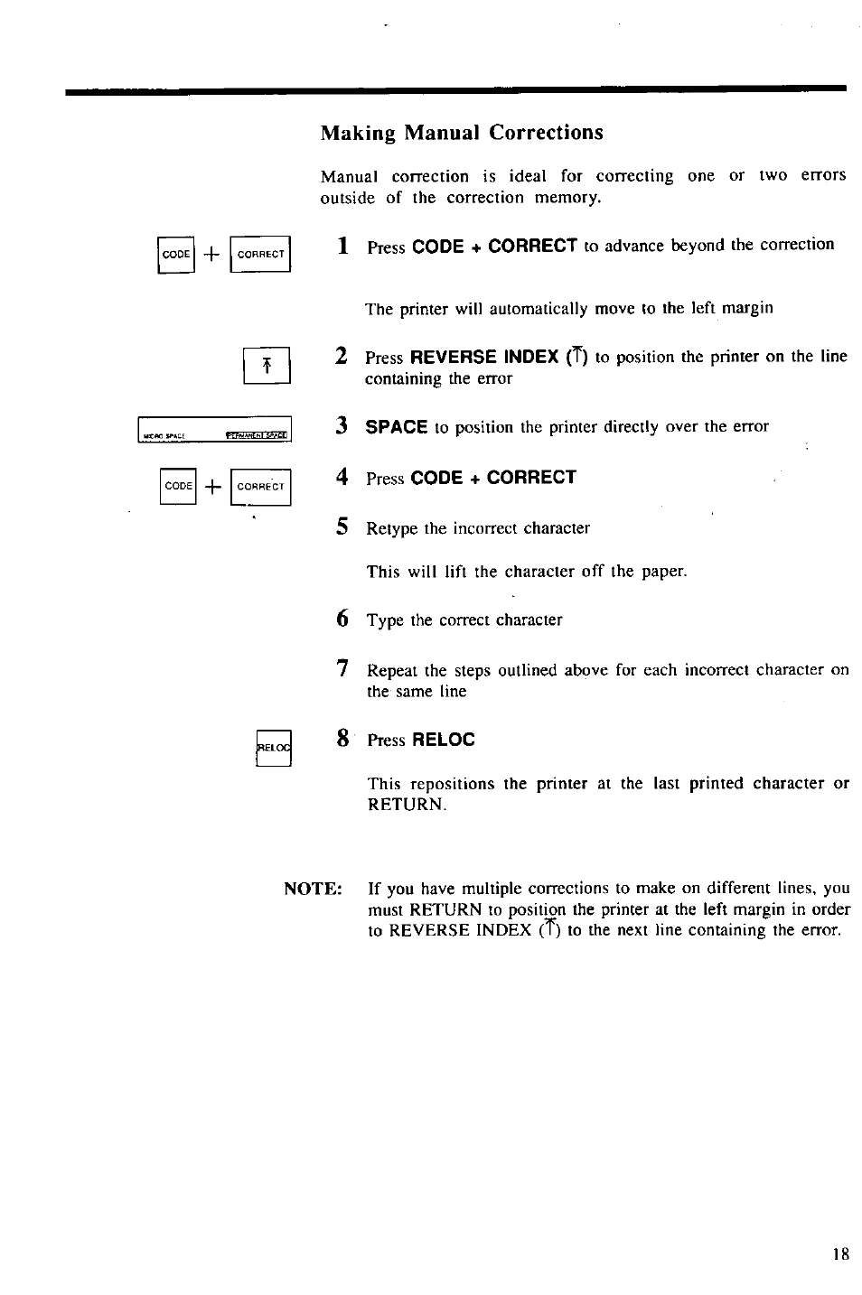 4 press code + correct, Making manual corrections | Panasonic KX-E2000 User Manual | Page 25 / 63