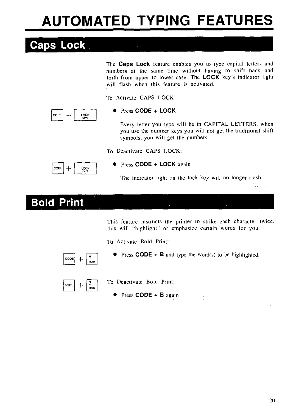Automated typing features, Press code + lock | Panasonic KX-E2000 User Manual | Page 27 / 63