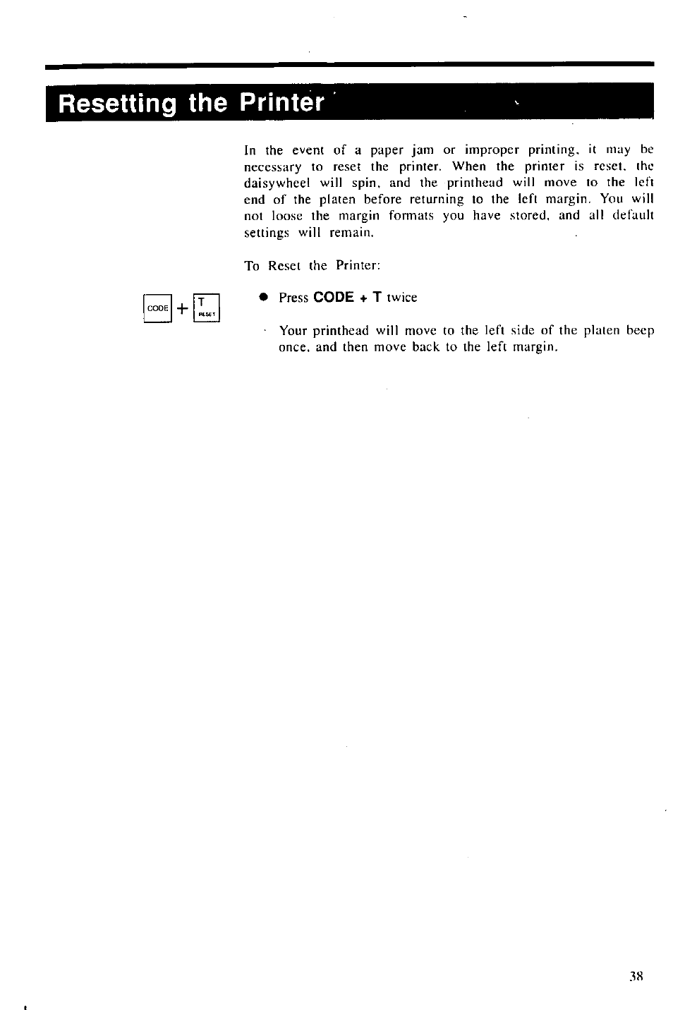 Resetting the printer | Panasonic KX-E2000 User Manual | Page 45 / 63