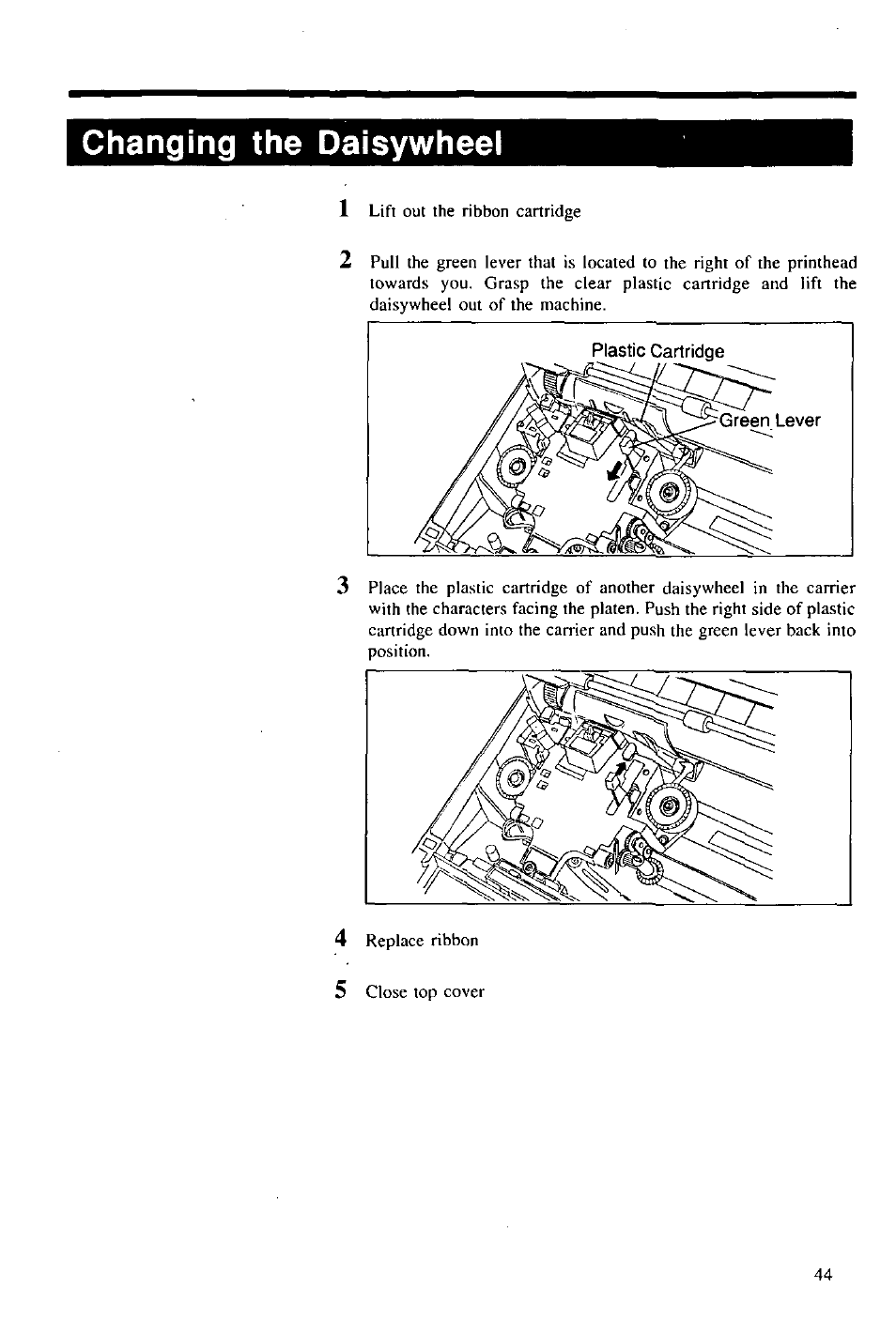 Changing the daisywheel | Panasonic KX-E2000 User Manual | Page 51 / 63