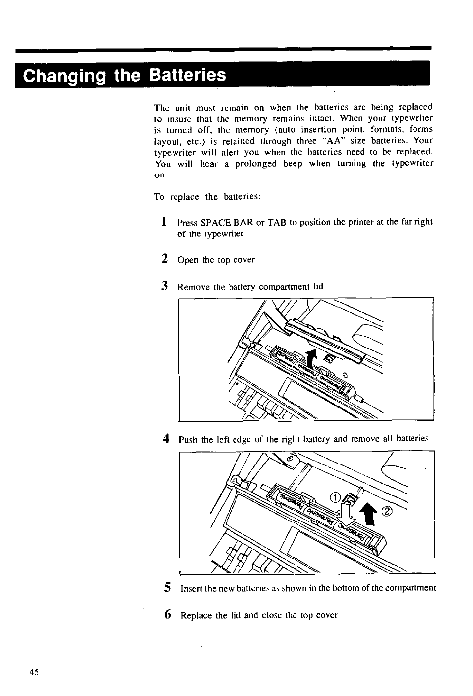 Changing the batteries | Panasonic KX-E2000 User Manual | Page 52 / 63