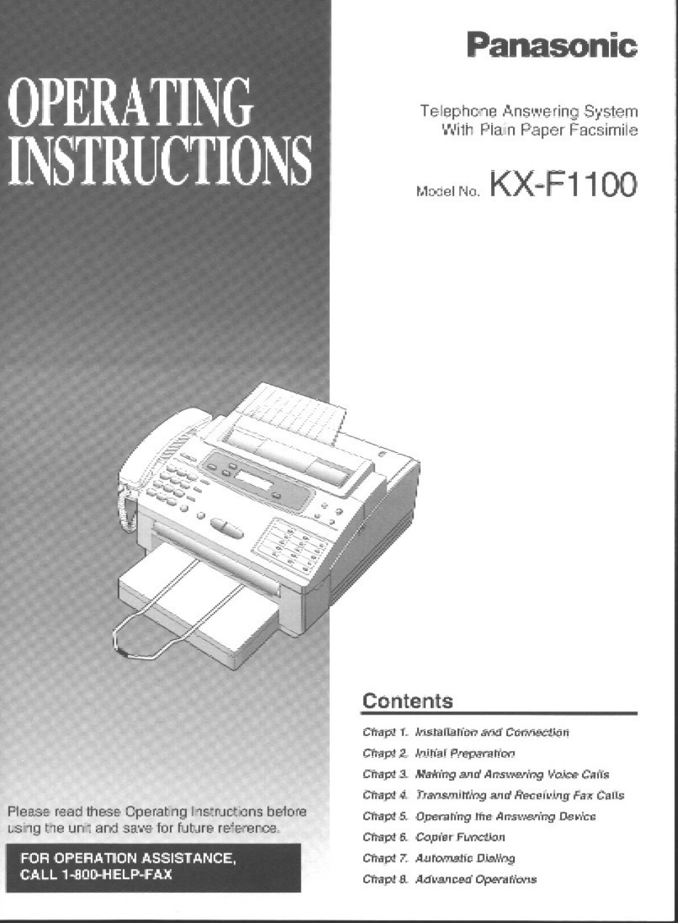 Panasonic KXF1100 User Manual | 84 pages