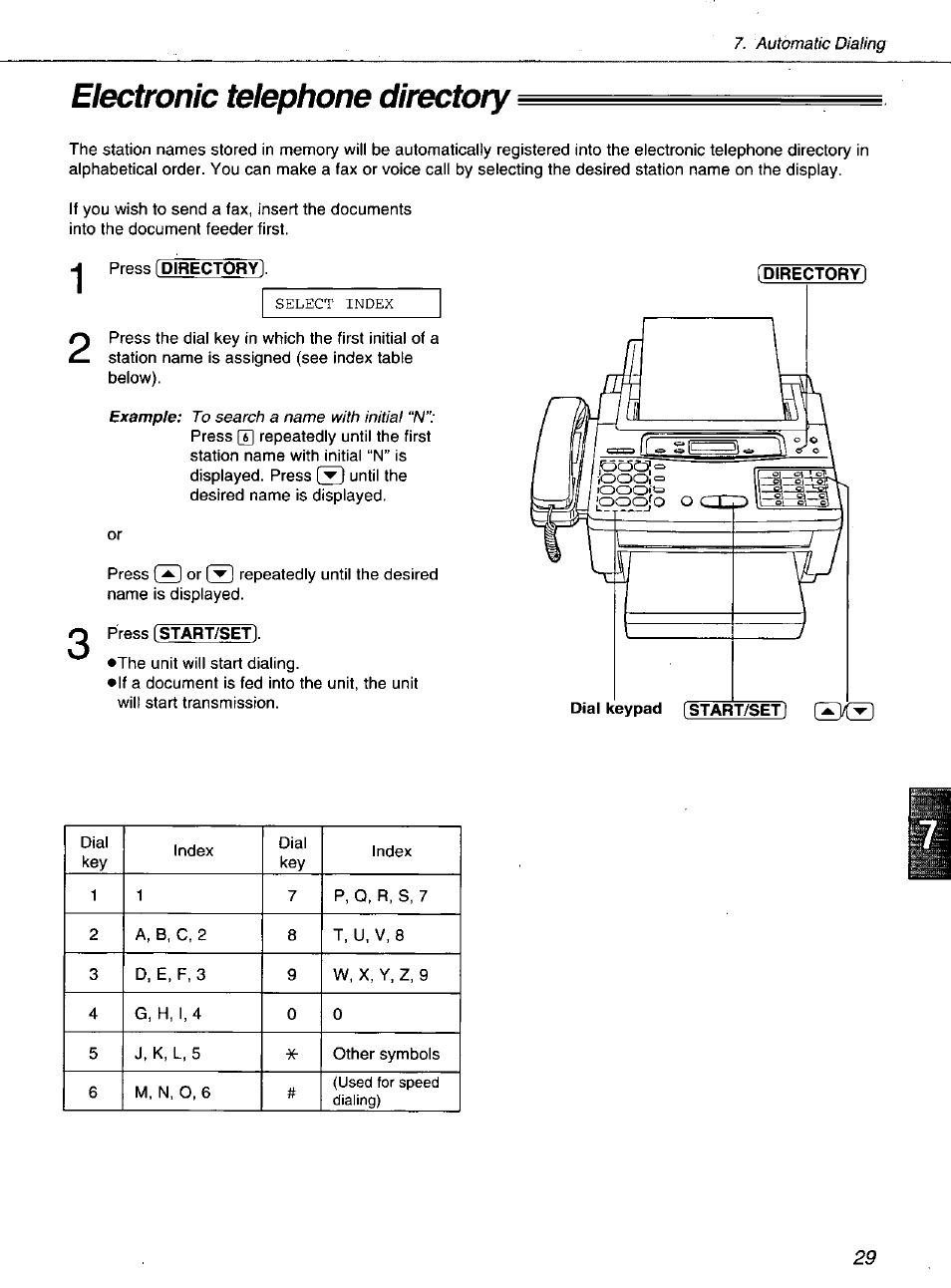 Electronic telephone directory | Panasonic KXF1100 User Manual | Page 29 / 84
