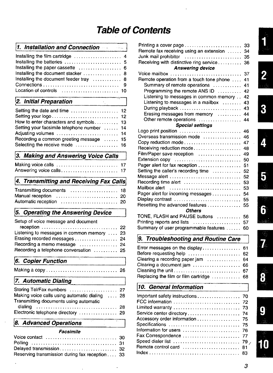 Panasonic KXF1100 User Manual | Page 3 / 84