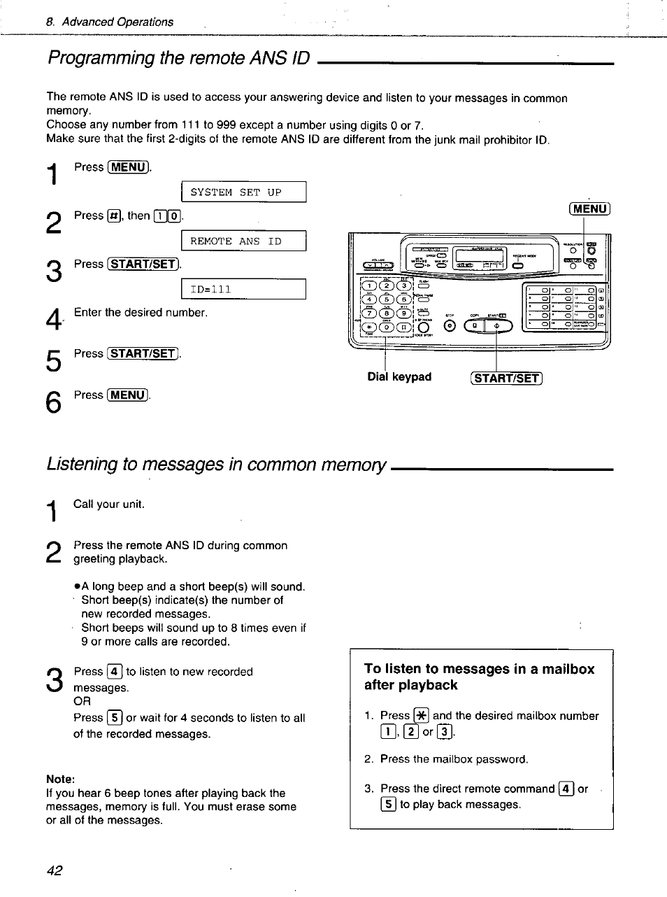 Panasonic KXF1100 User Manual | Page 42 / 84