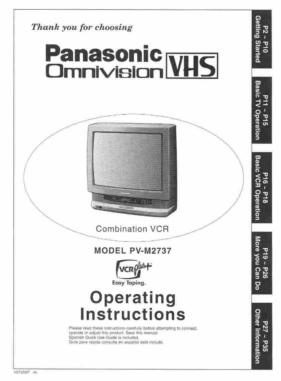 Panasonic OMNIVISION PV-M2737 User Manual | 36 pages