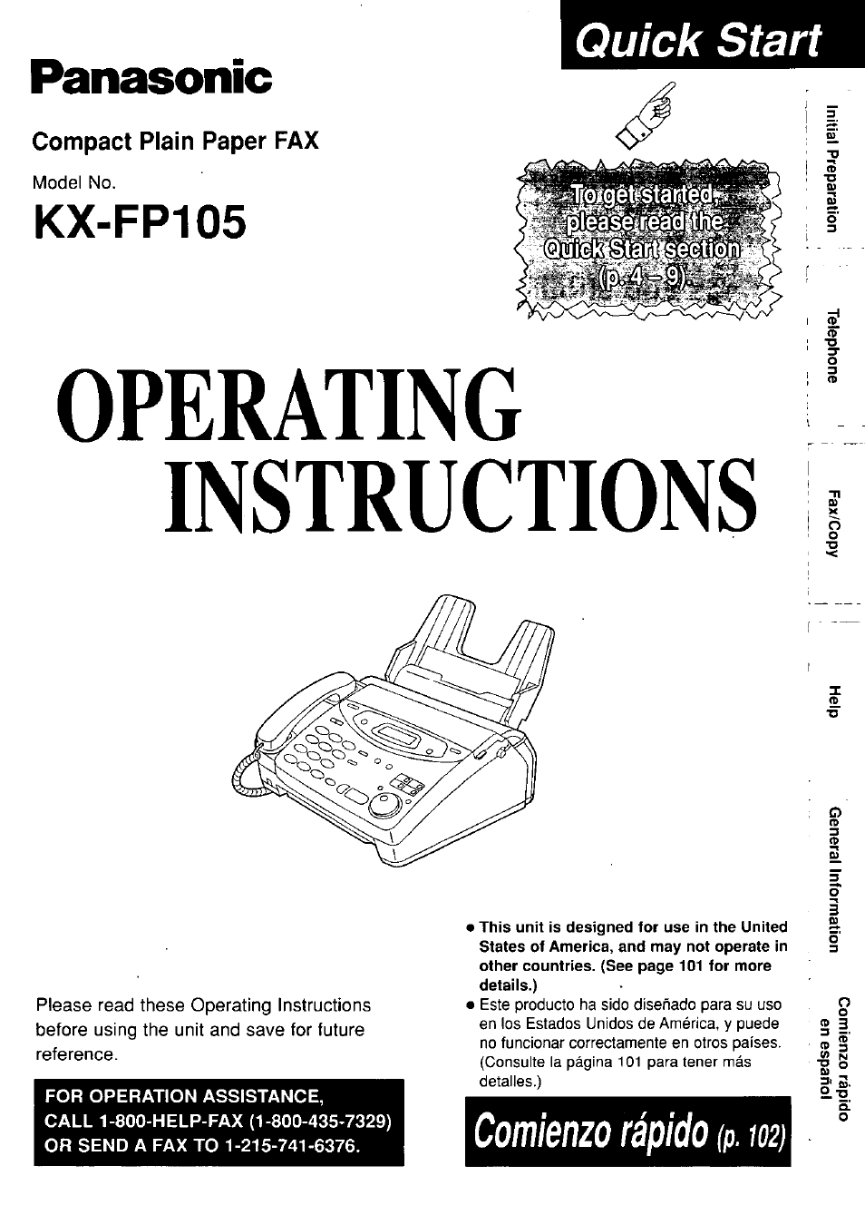 Panasonic KX-FP105 User Manual | 112 pages