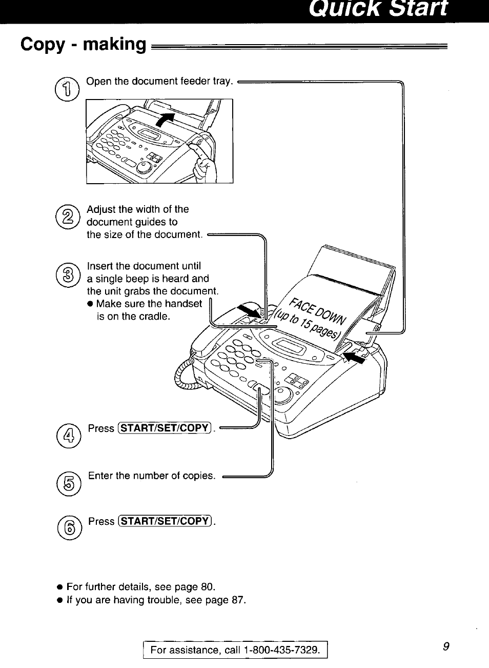 Copy - making | Panasonic KX-FP105 User Manual | Page 9 / 112