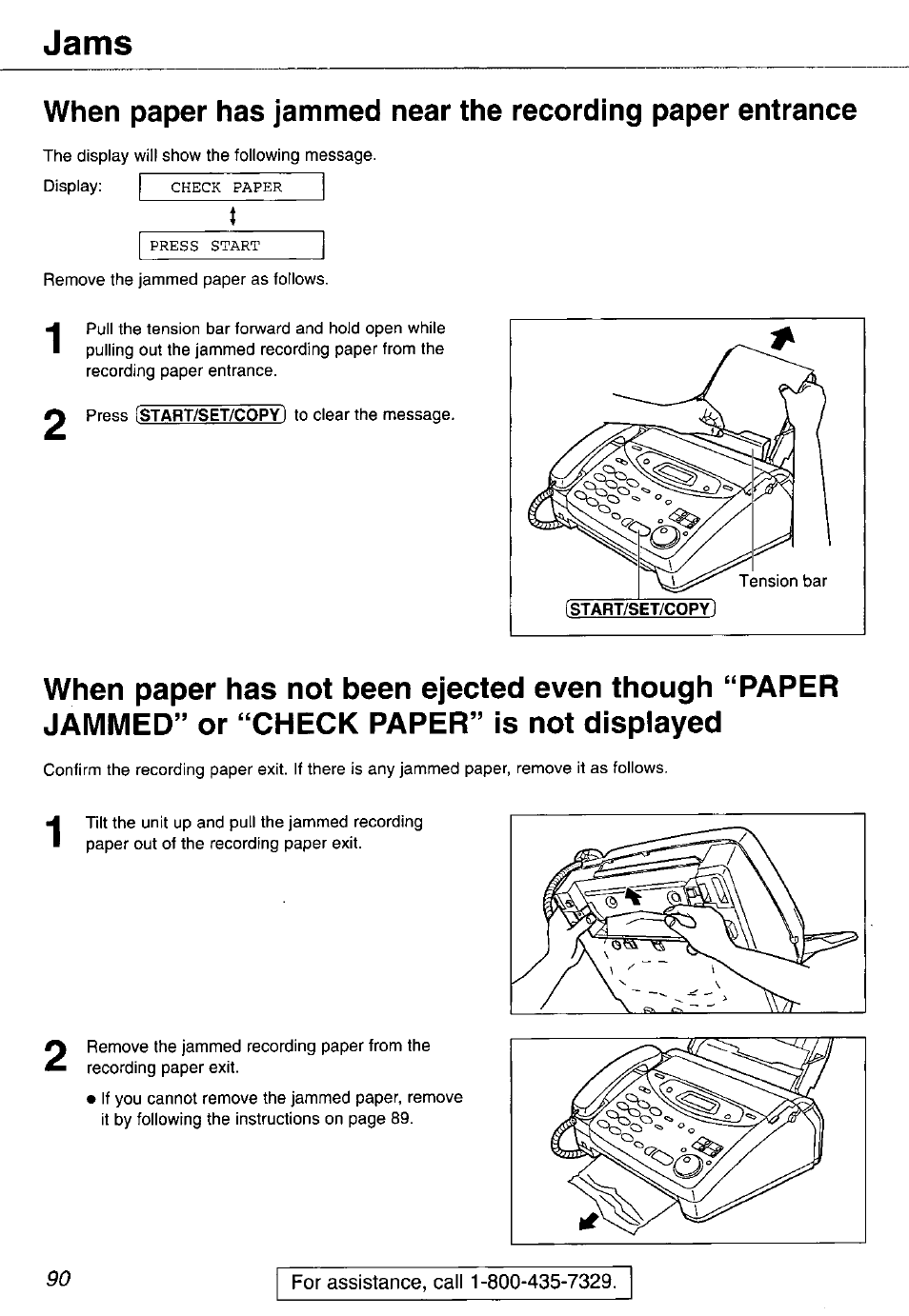 Jams | Panasonic KX-FP105 User Manual | Page 90 / 112