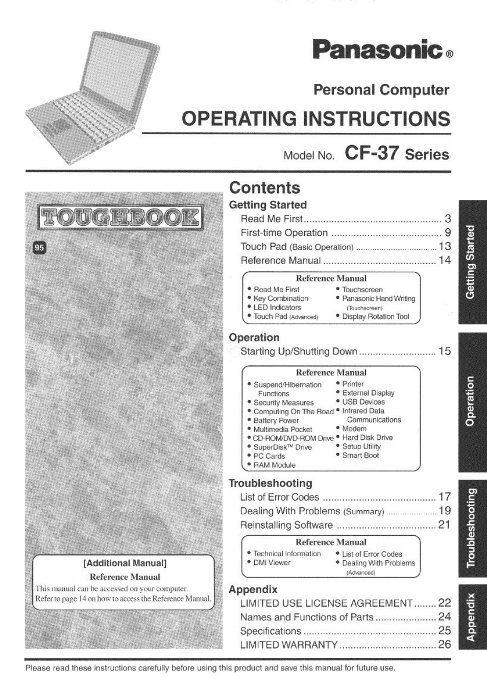 Panasonic TOUGHBOOK CF-37 User Manual | 28 pages
