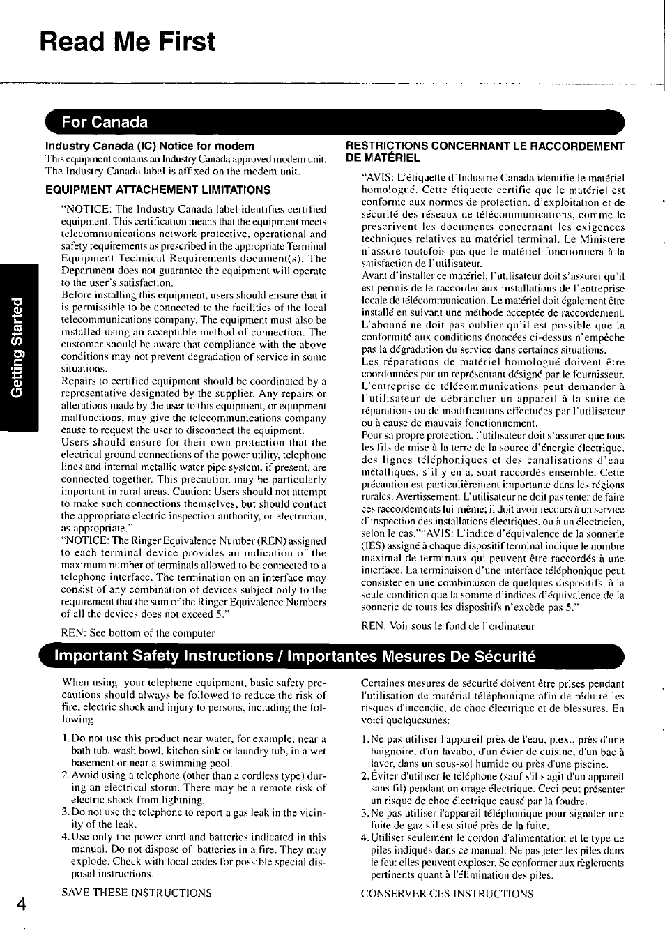 Read me first, For canada | Panasonic TOUGHBOOK CF-37 User Manual | Page 4 / 28