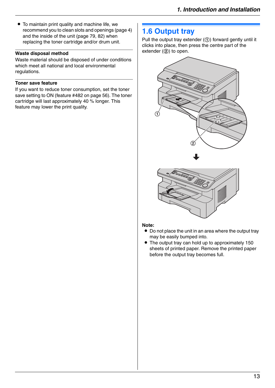 6 output tray, Output tray, 6 output tray | Panasonic KX-MB772CX User Manual | Page 13 / 88