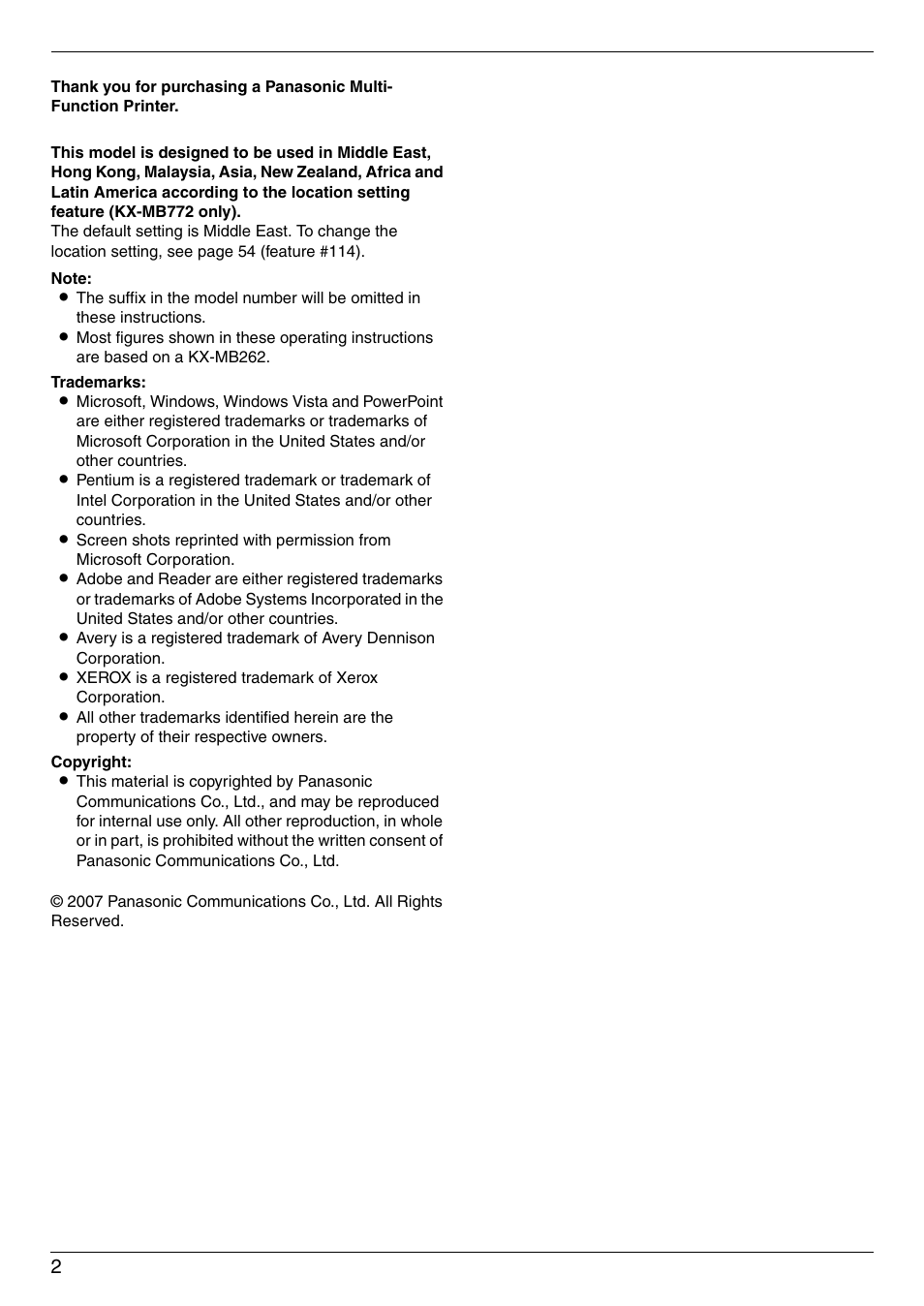 Panasonic KX-MB772CX User Manual | Page 2 / 88