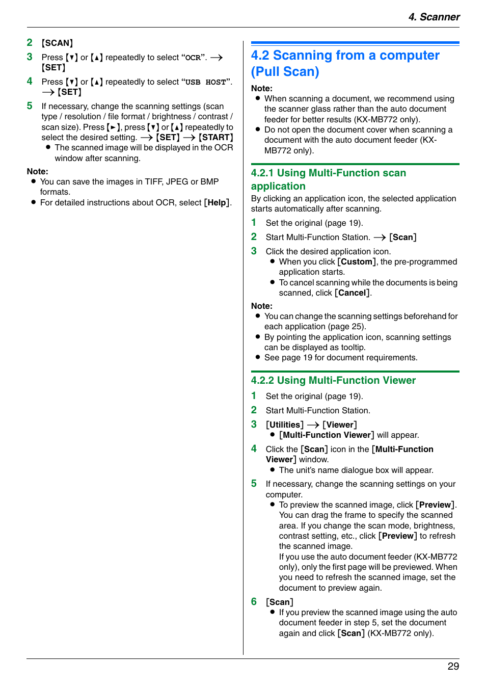 2 scanning from a computer (pull scan), Scanning from a computer (pull scan), 2 scanning from a computer (pull scan) | Panasonic KX-MB772CX User Manual | Page 29 / 88