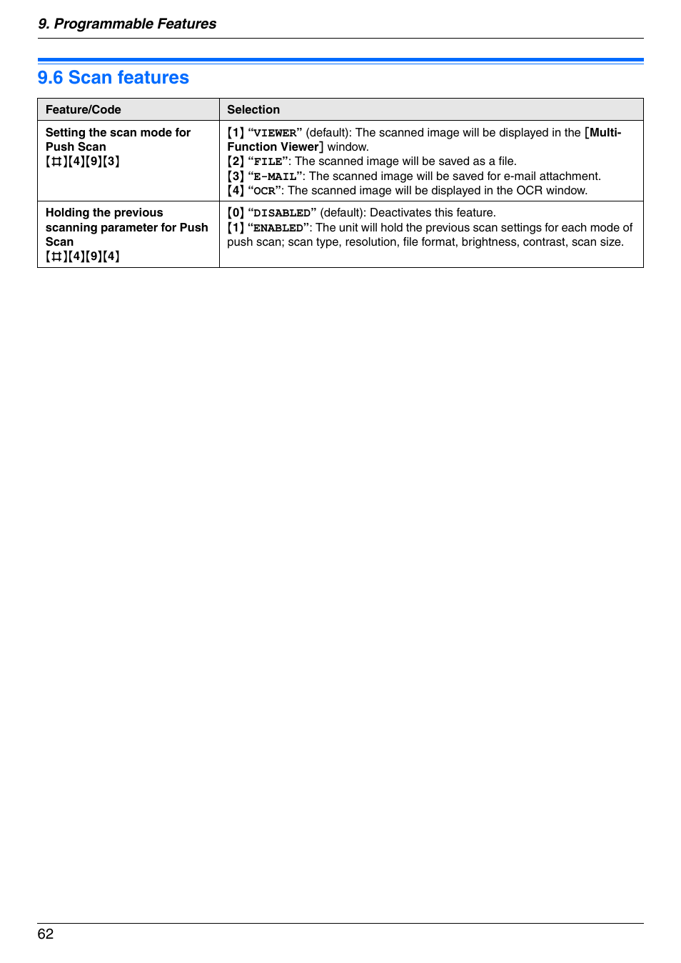 6 scan features, Scan features, 6 scan features | Panasonic KX-MB772CX User Manual | Page 62 / 88