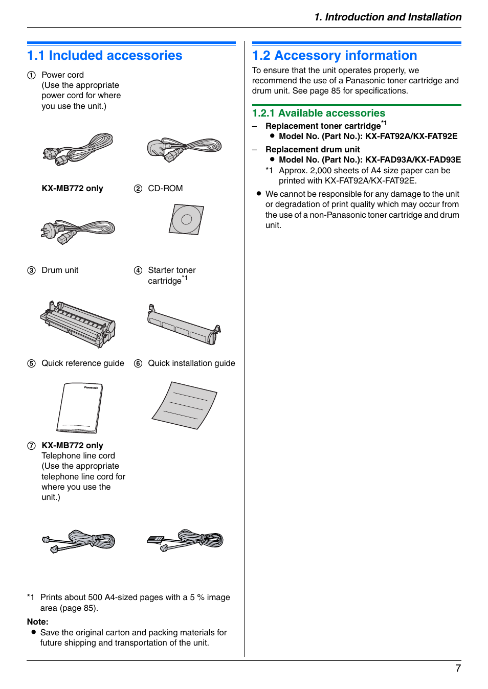 Panasonic KX-MB772CX User Manual | Page 7 / 88