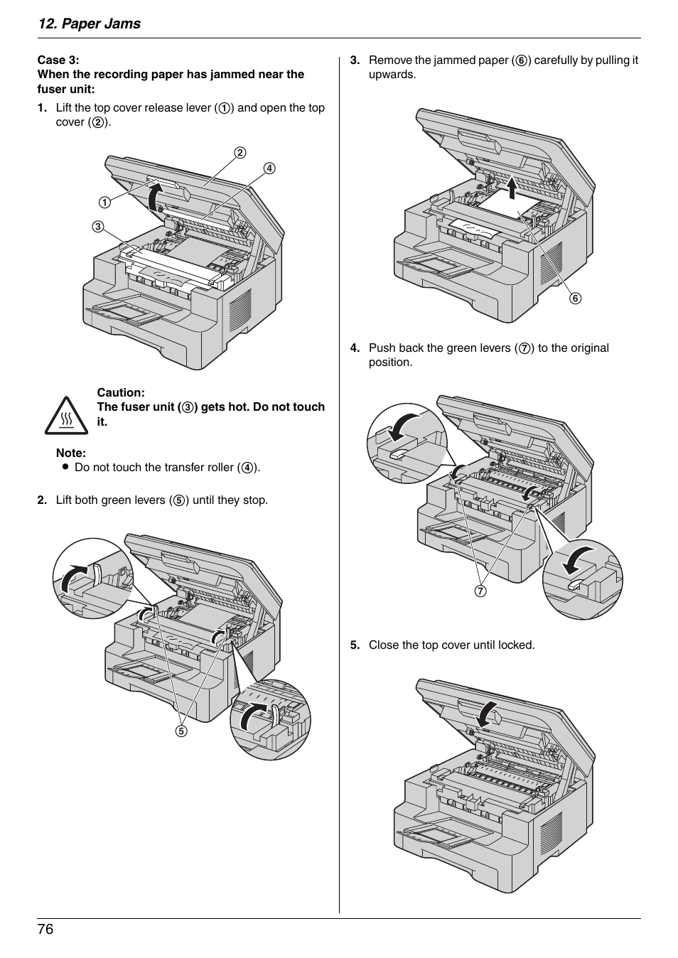 Paper jams 76 | Panasonic KX-MB772CX User Manual | Page 76 / 88