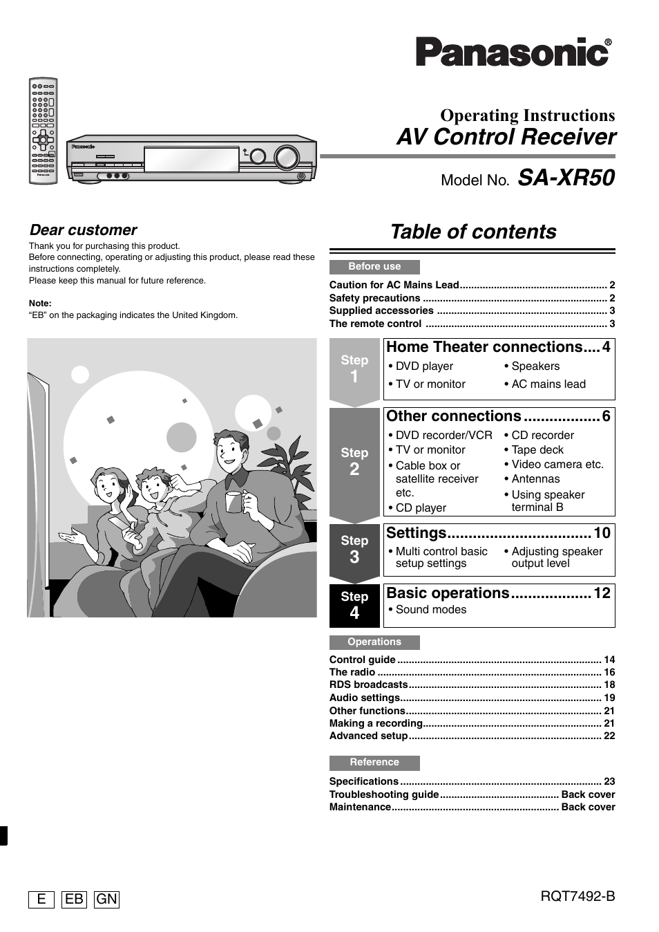 Panasonic SA-XR50  EN User Manual | 24 pages