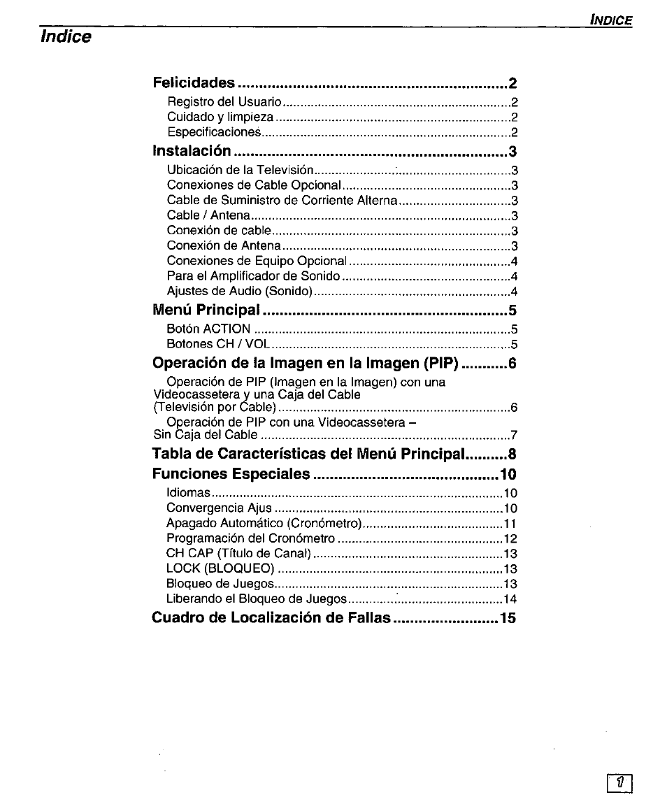 Indice | Panasonic PT-51G43 User Manual | Page 21 / 36