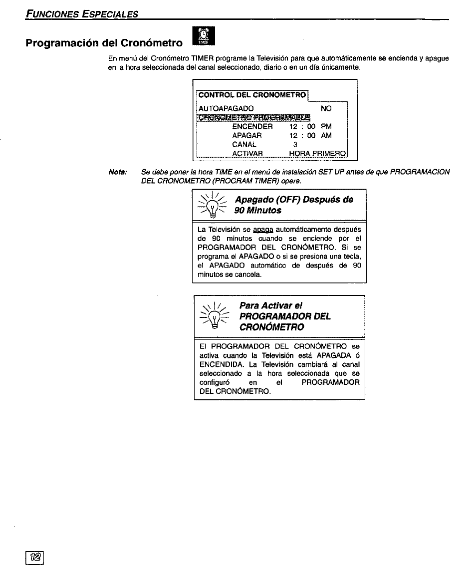 Programación del cronómetro | Panasonic PT-51G43 User Manual | Page 32 / 36