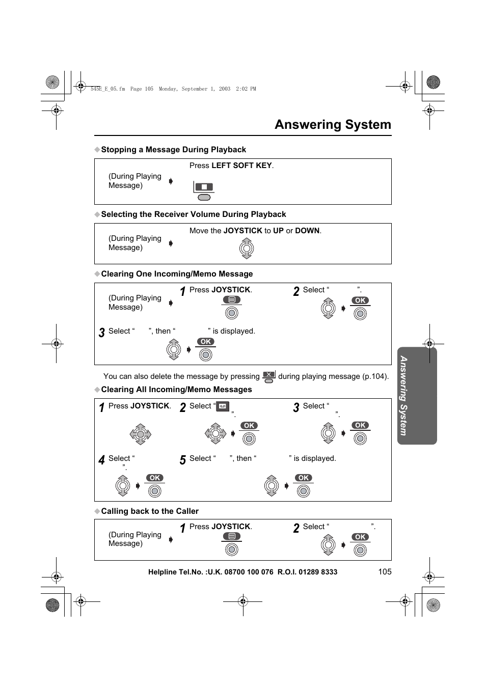 Answering system | Panasonic KX-TCD545E User Manual | Page 105 / 129