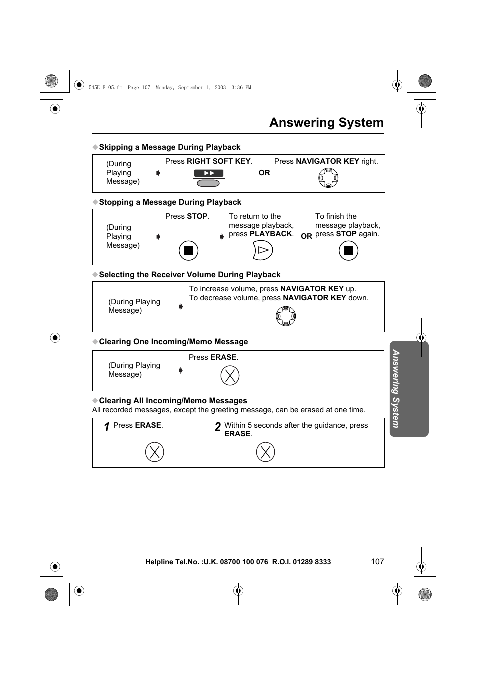 Answering system | Panasonic KX-TCD545E User Manual | Page 107 / 129