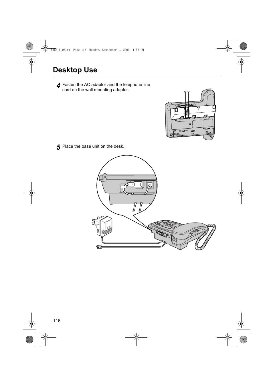 Desktop use 4 | Panasonic KX-TCD545E User Manual | Page 116 / 129