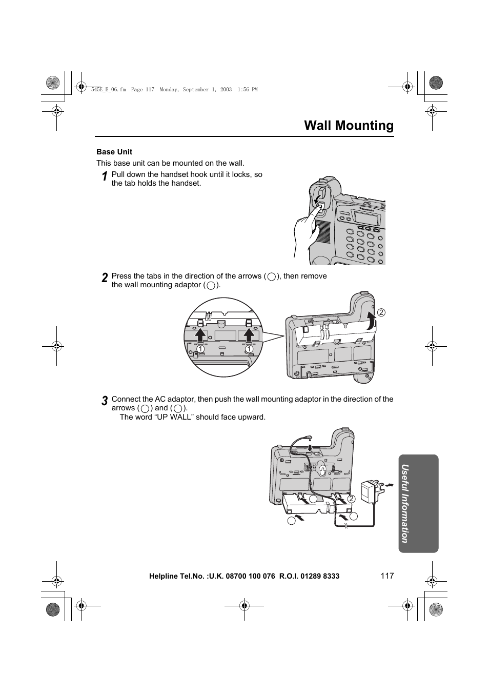 Wall mounting | Panasonic KX-TCD545E User Manual | Page 117 / 129