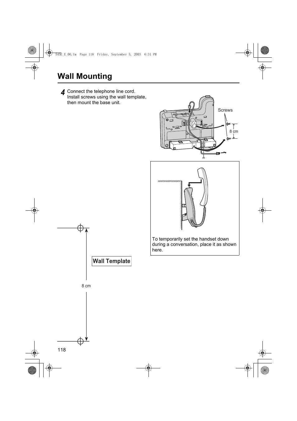 Wall mounting 4 | Panasonic KX-TCD545E User Manual | Page 118 / 129