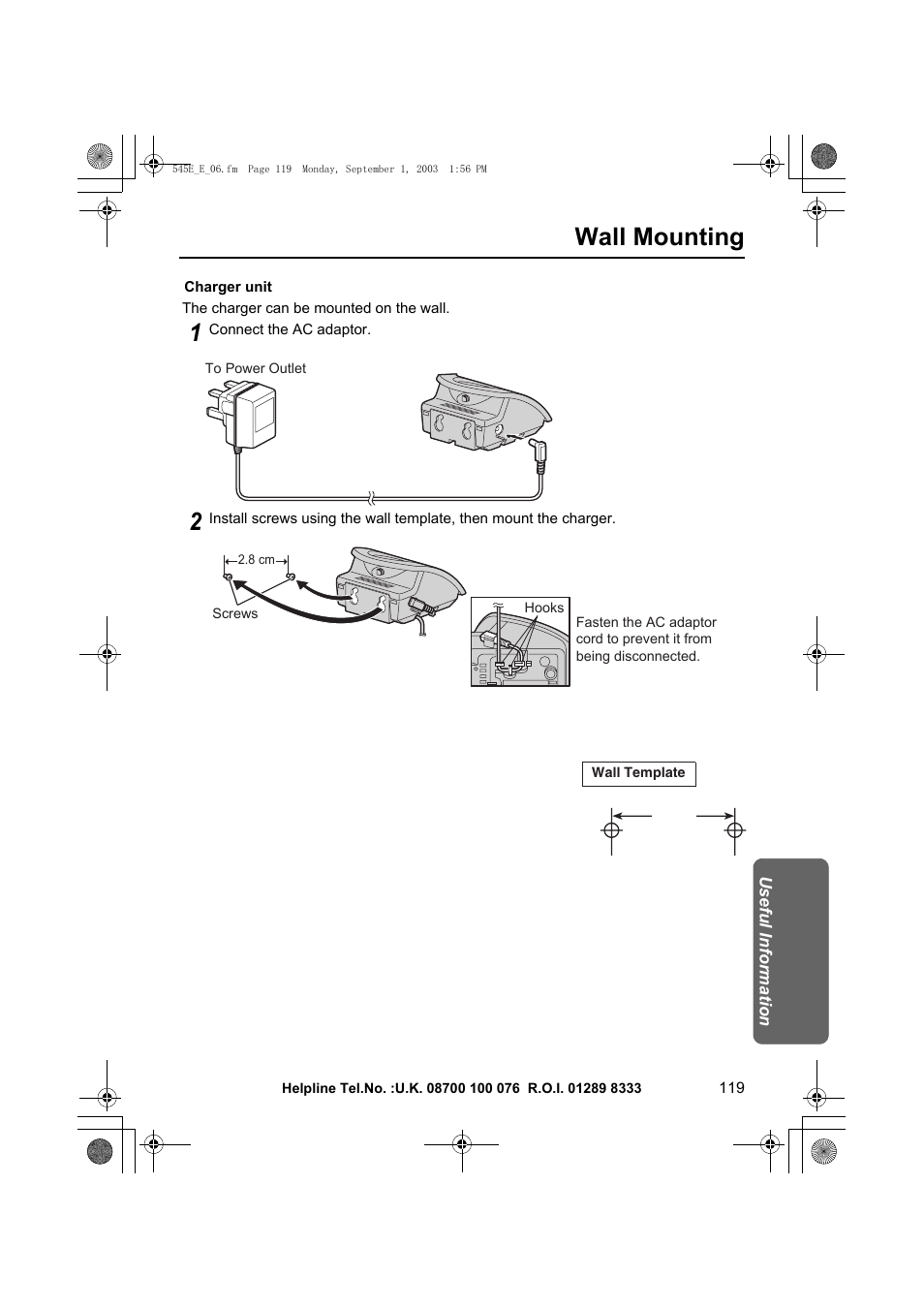 Wall mounting | Panasonic KX-TCD545E User Manual | Page 119 / 129