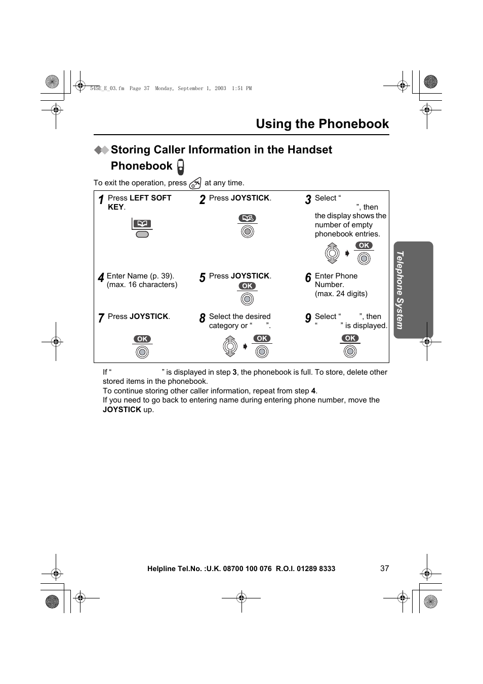 Using the phonebook | Panasonic KX-TCD545E User Manual | Page 37 / 129