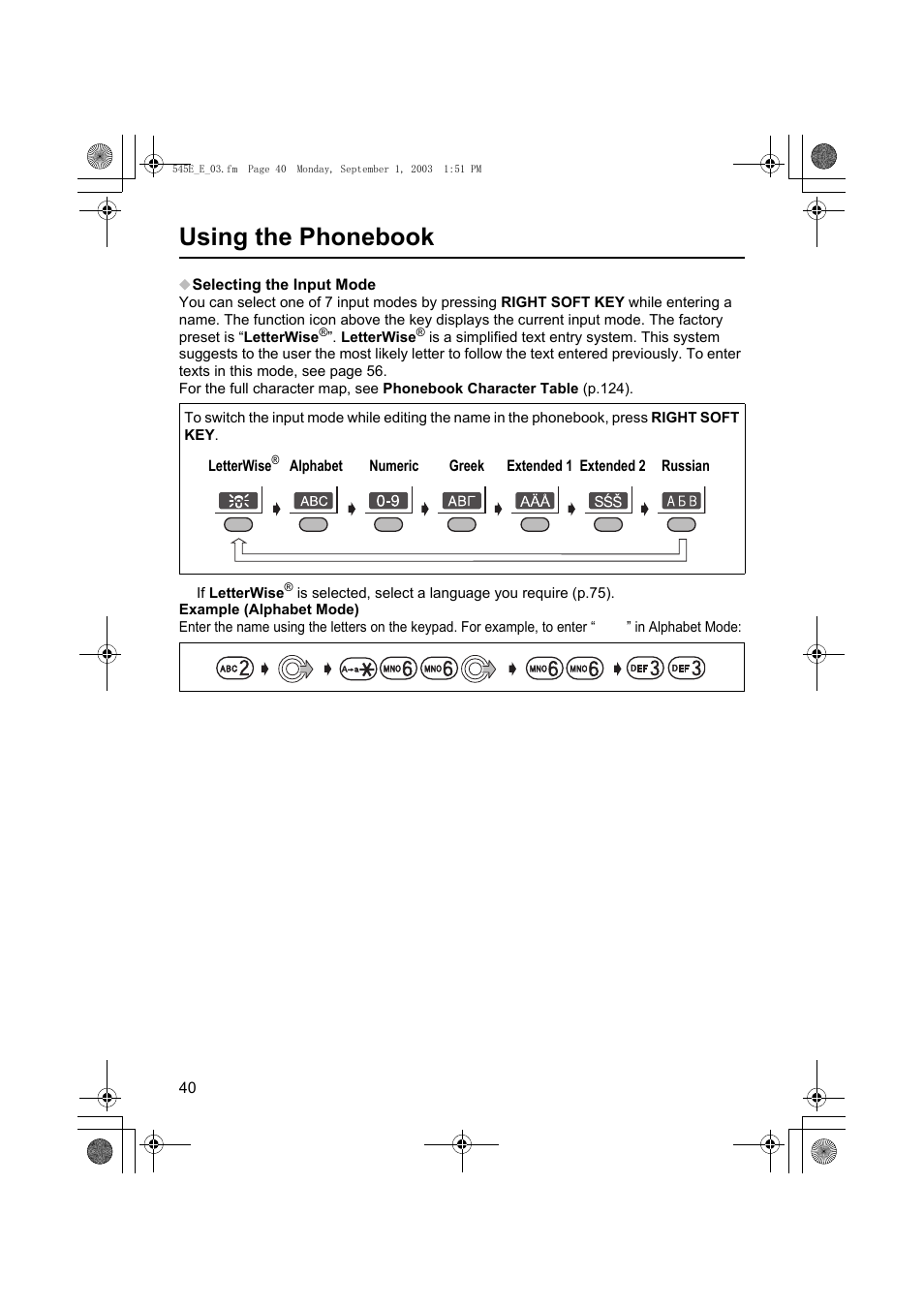 Using the phonebook | Panasonic KX-TCD545E User Manual | Page 40 / 129