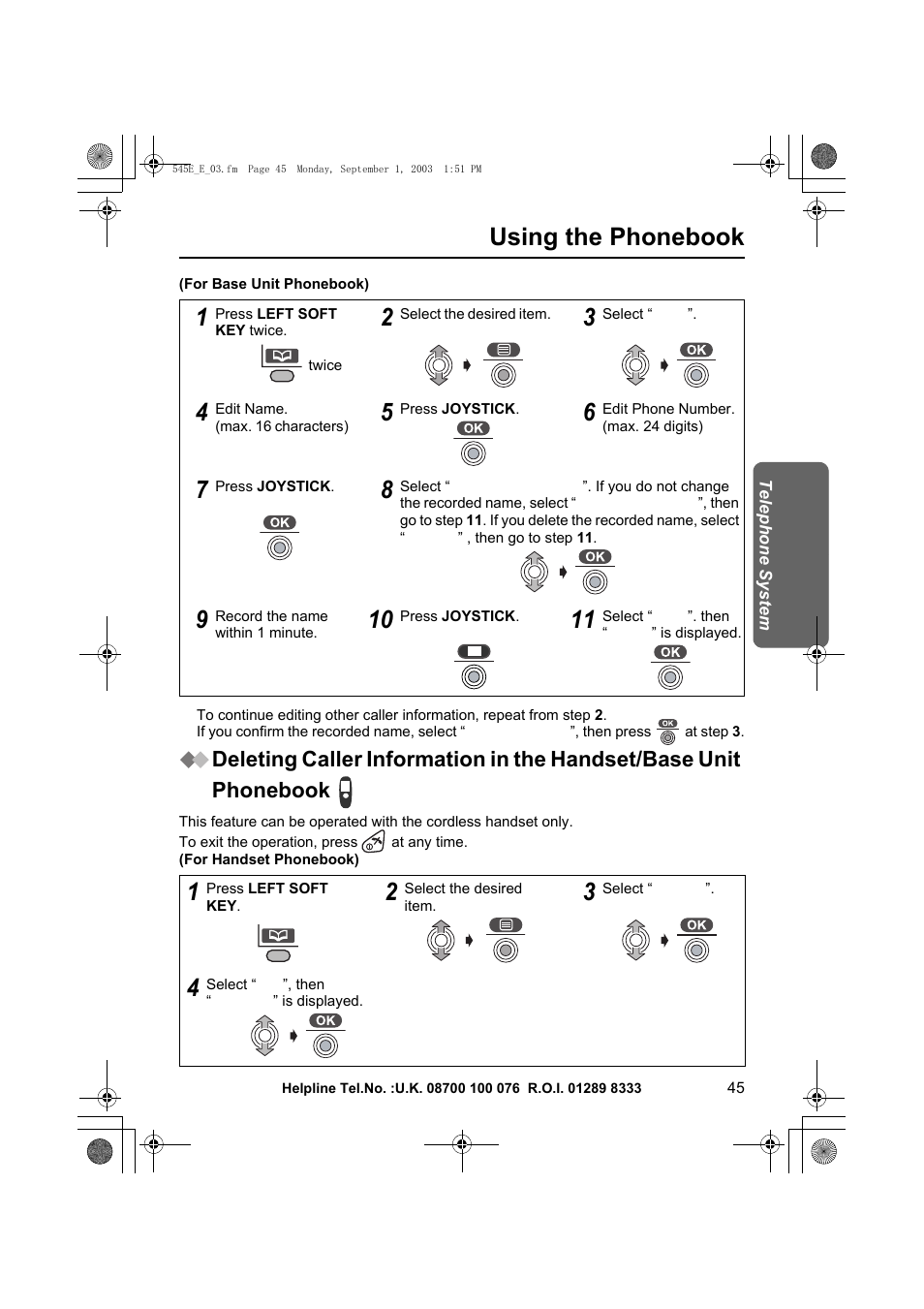 Using the phonebook | Panasonic KX-TCD545E User Manual | Page 45 / 129