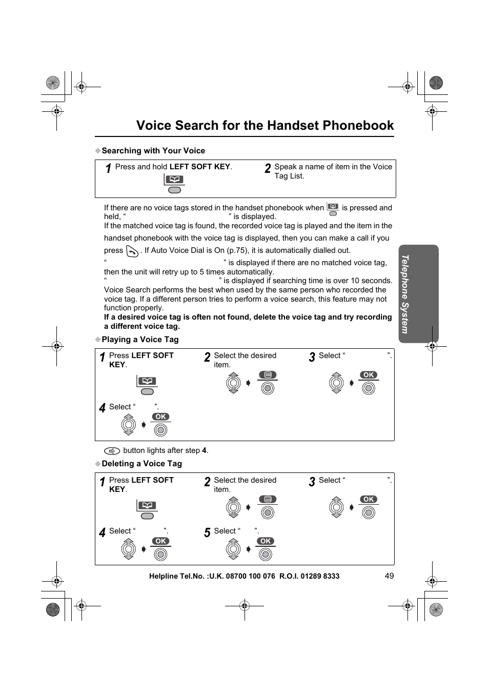 Voice search for the handset phonebook | Panasonic KX-TCD545E User Manual | Page 49 / 129