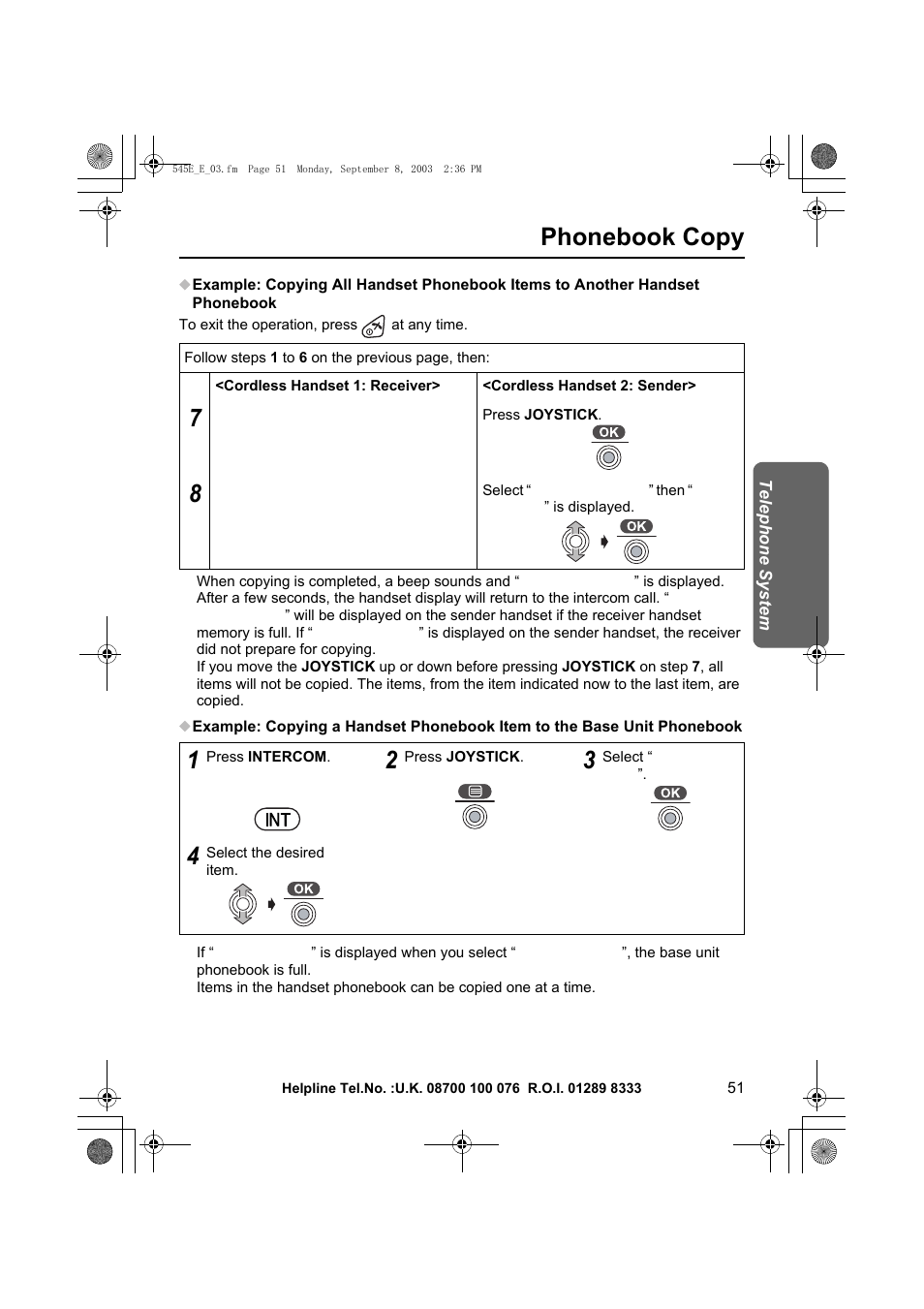 Phonebook copy | Panasonic KX-TCD545E User Manual | Page 51 / 129