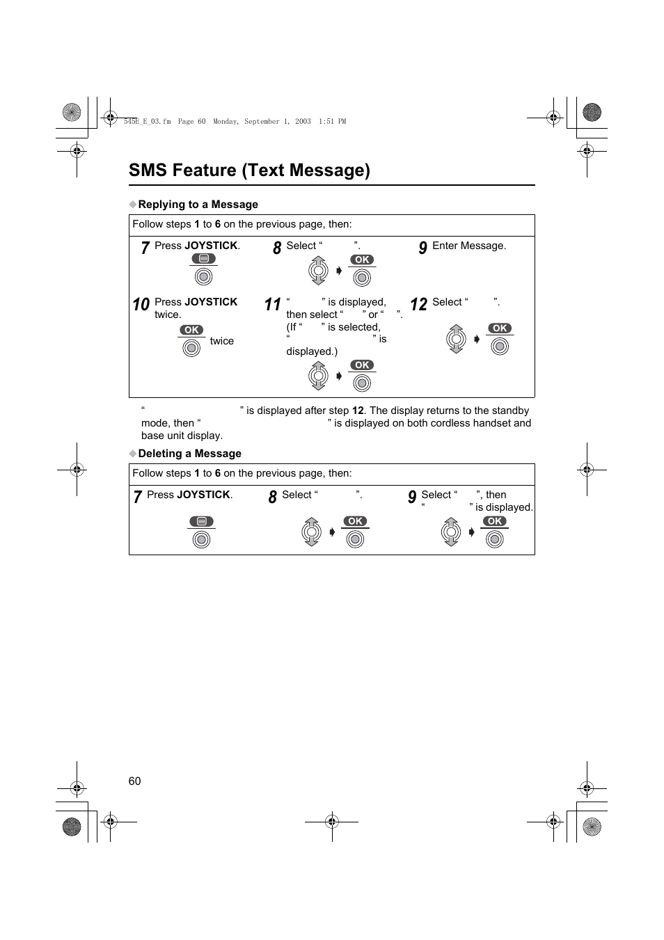 Sms feature (text message) | Panasonic KX-TCD545E User Manual | Page 60 / 129