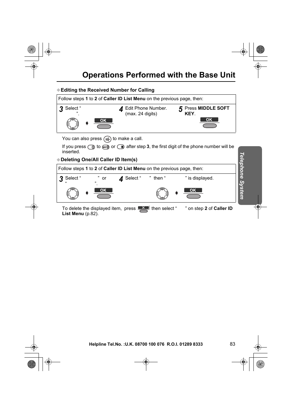 Operations performed with the base unit | Panasonic KX-TCD545E User Manual | Page 83 / 129