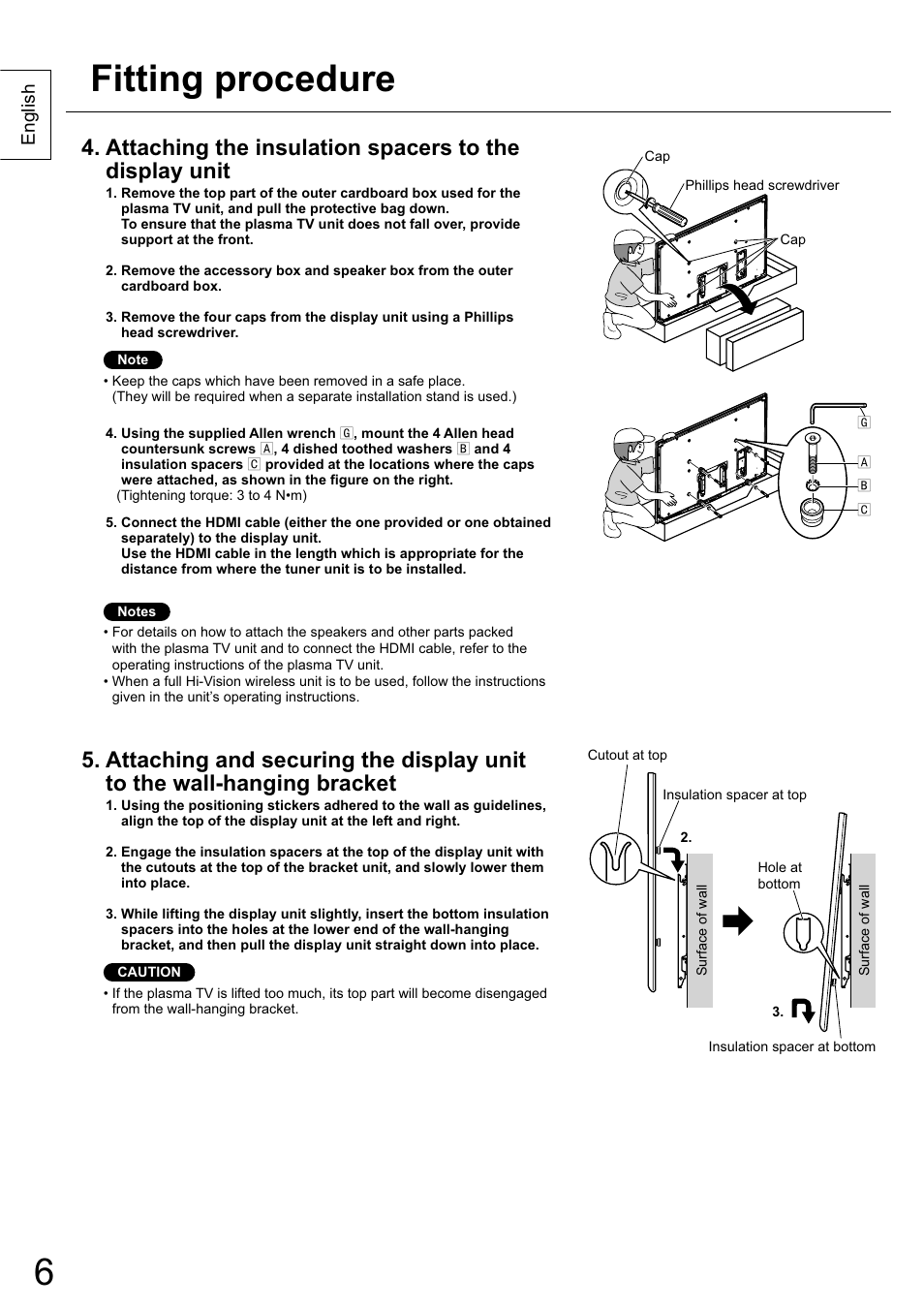 Fitting procedure | Panasonic TY-WK5P1SW User Manual | Page 6 / 7