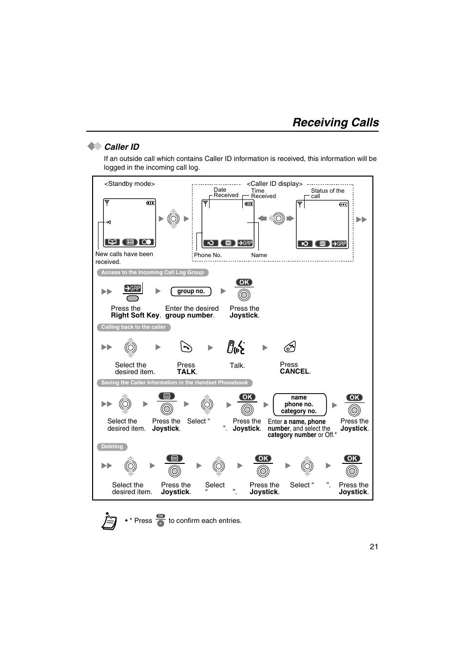 Caller id, Receiving calls, Jul 10:08 | Panasonic KX-TCA155 User Manual | Page 21 / 50