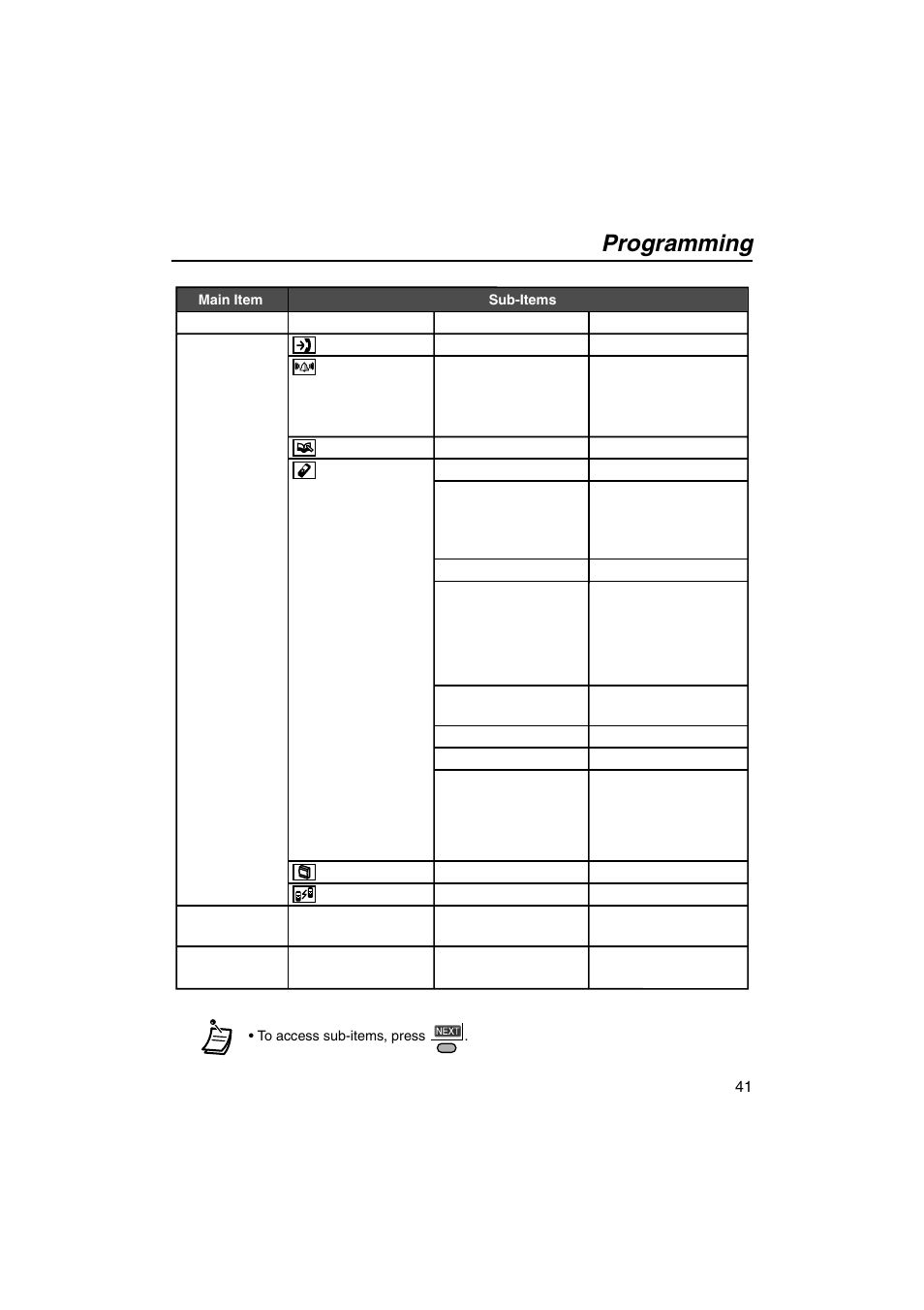 Programming | Panasonic KX-TCA155 User Manual | Page 41 / 50