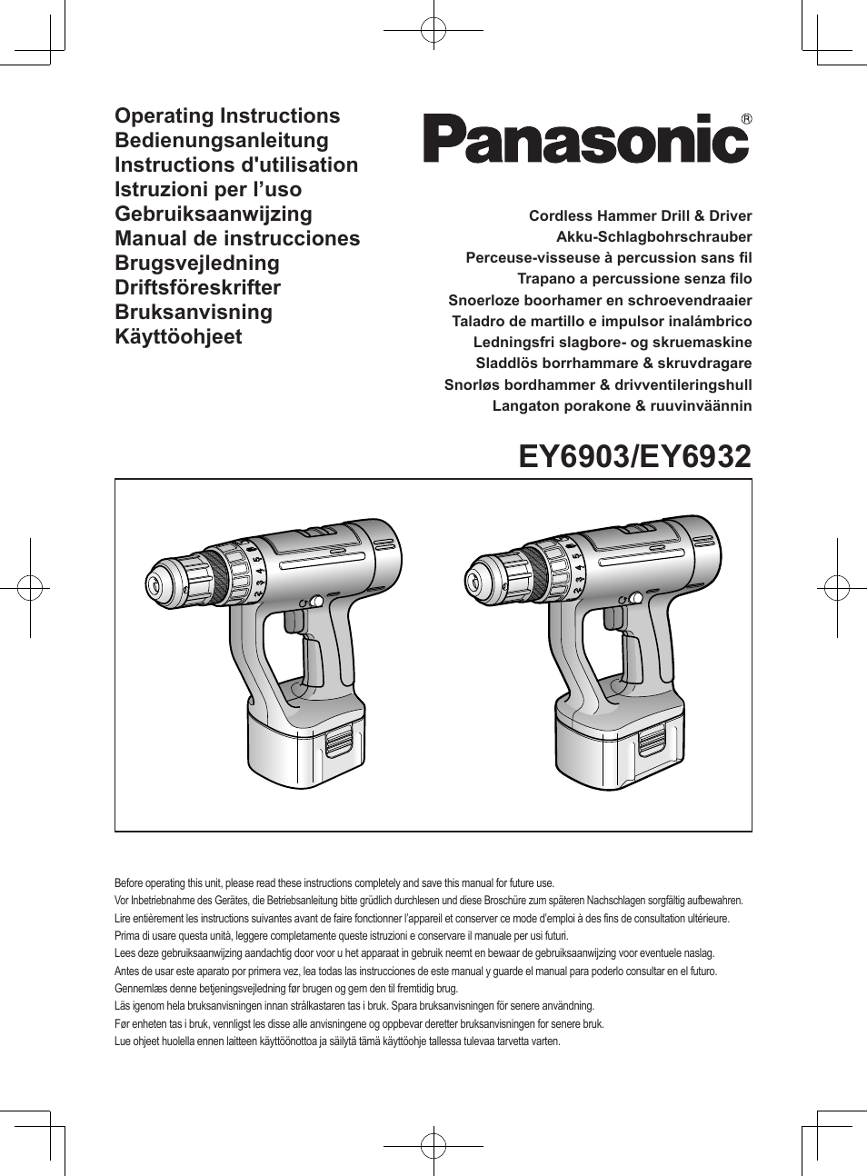 Panasonic EY6903 User Manual | 68 pages