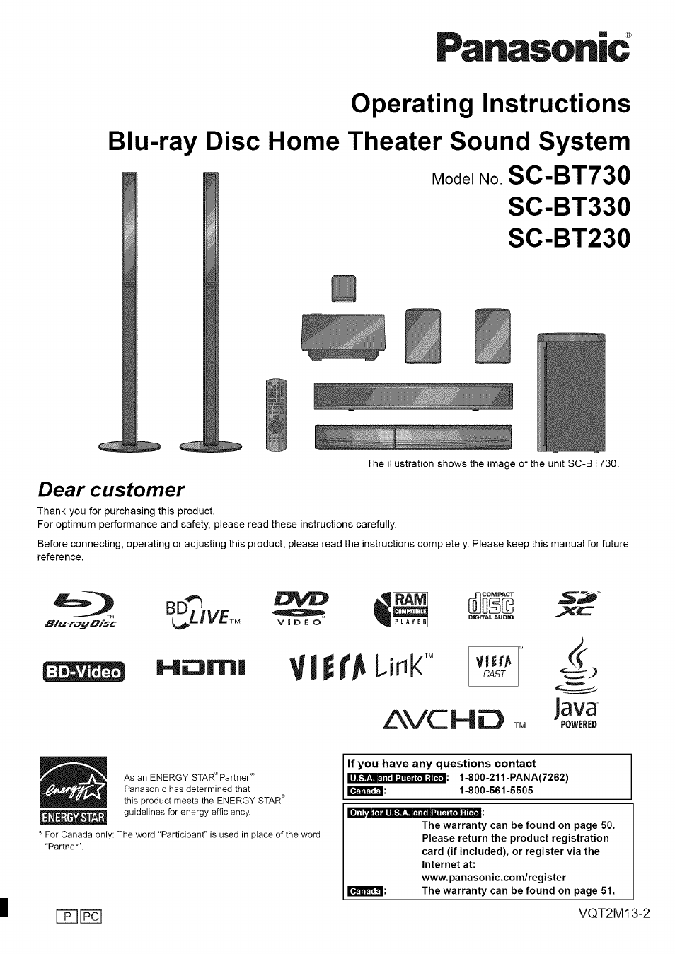 Panasonic SC-BT730 User Manual | 52 pages