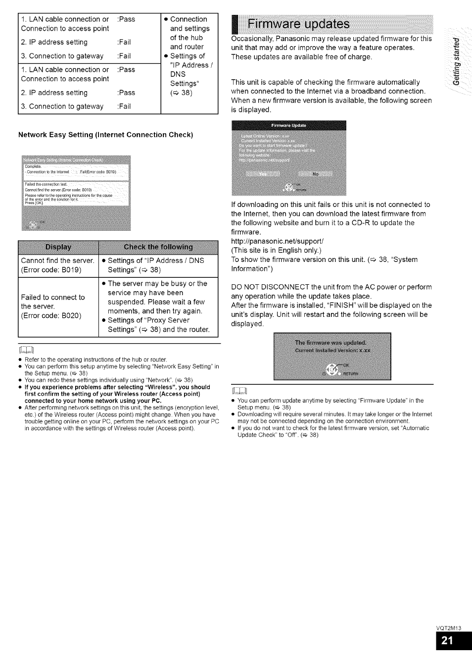 Firmware updates | Panasonic SC-BT730 User Manual | Page 21 / 52