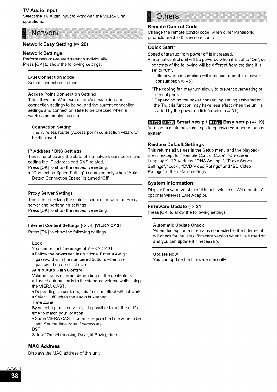 I network, Ilibei bebbl, Others | Panasonic SC-BT730 User Manual | Page 38 / 52
