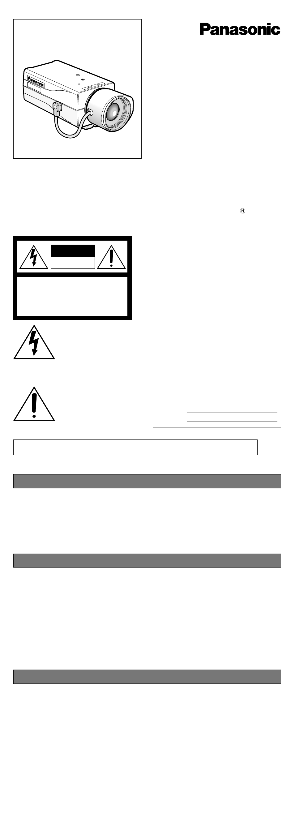 Panasonic WV-CP240 User Manual | 4 pages