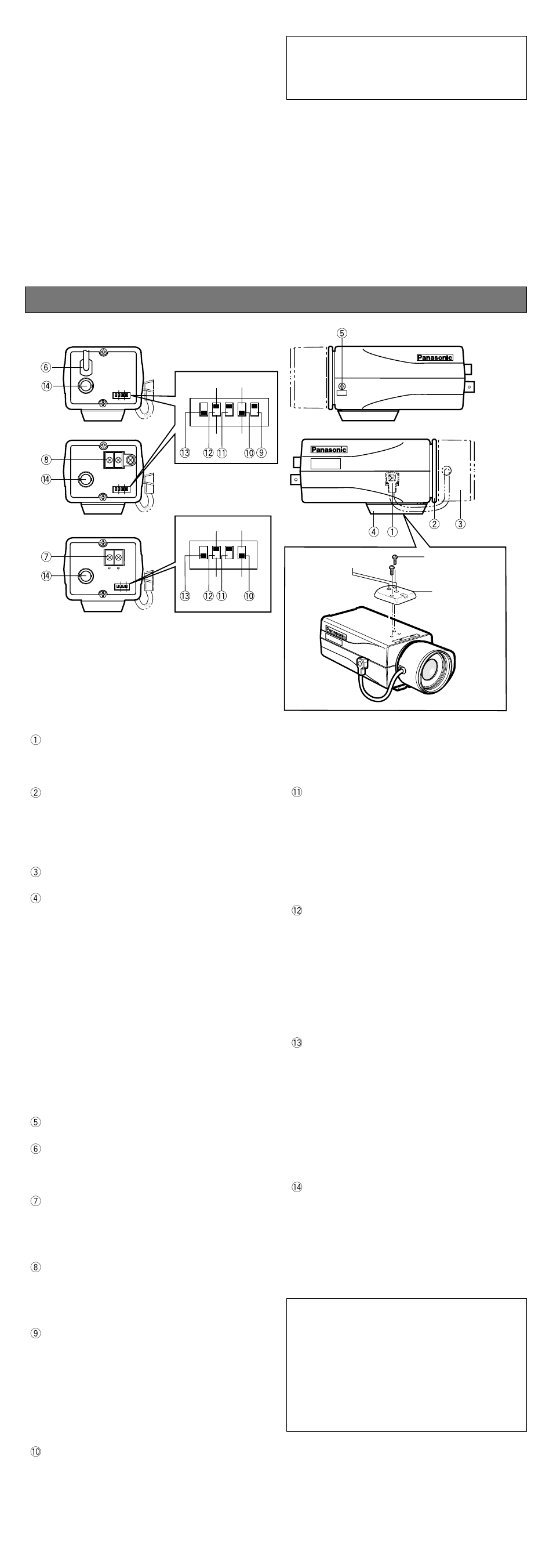 Major operating controls and their functions | Panasonic WV-CP240 User Manual | Page 2 / 4