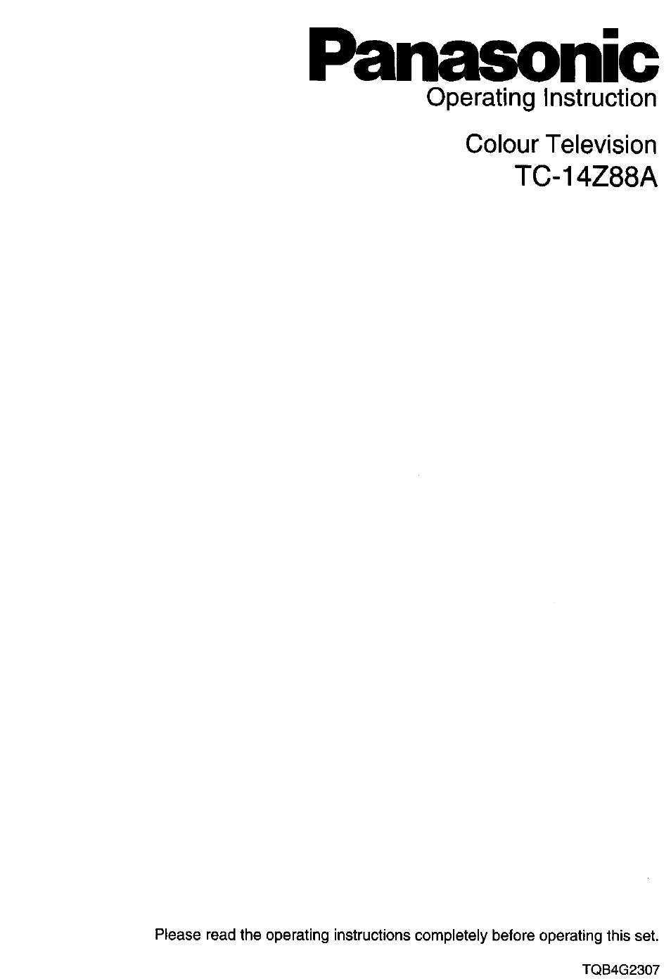 Panasonic TC-14Z88A User Manual | 24 pages